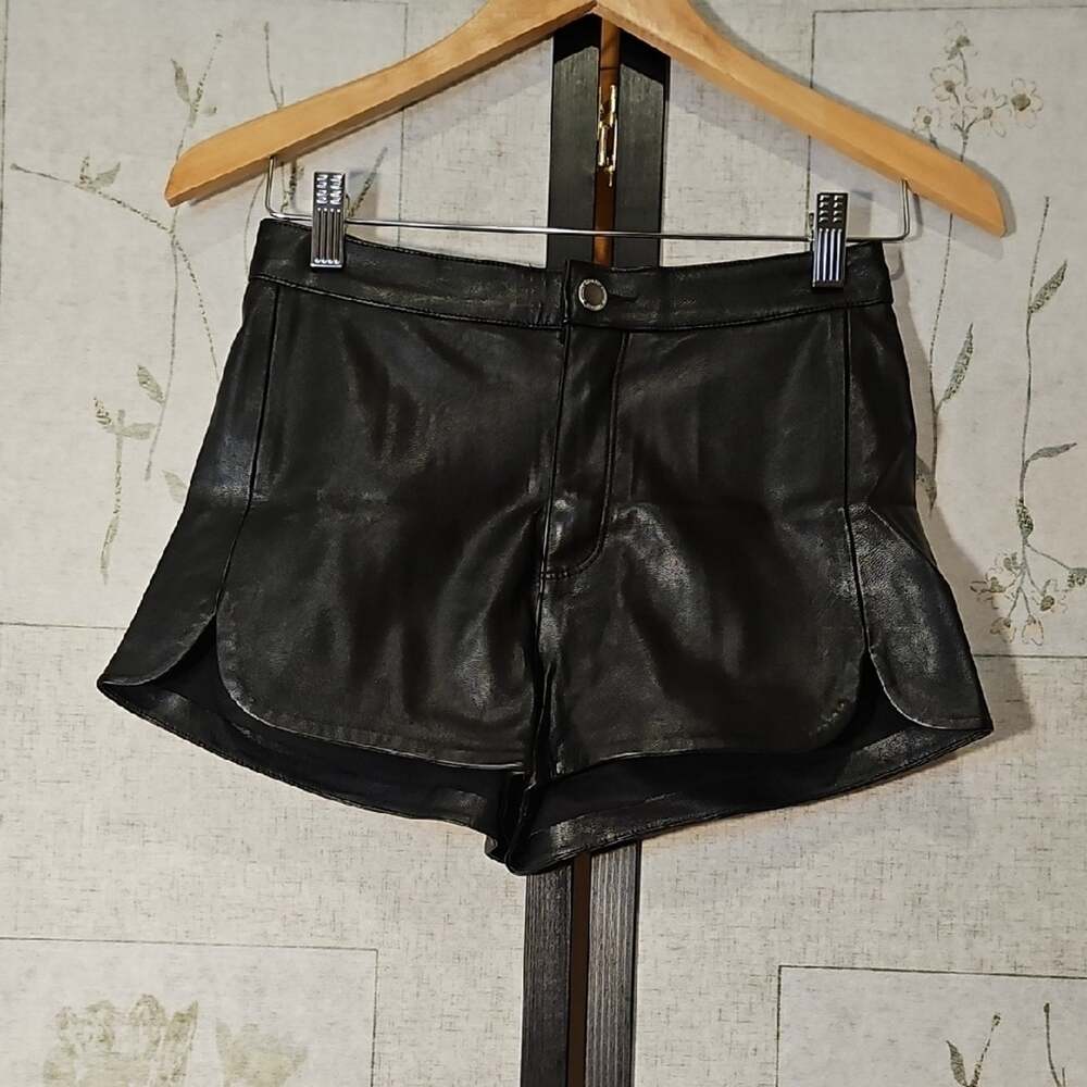 H&M Black High Waist Shorts with Shiny Finish